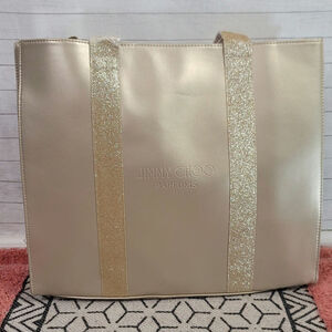 JIMMY CHOO PARFUMS GOLD TOTE BAG W GLITTER HANDLES